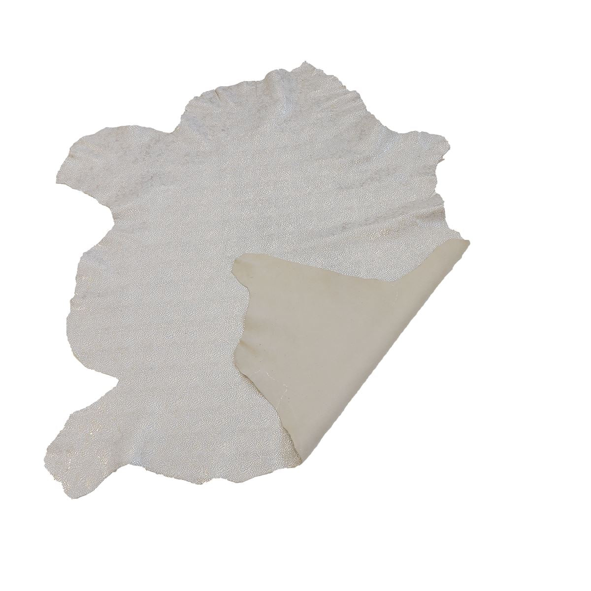 Peau de croûte de cuir de chèvre velours fantaisie - BLANC & OR O60 - Image 3