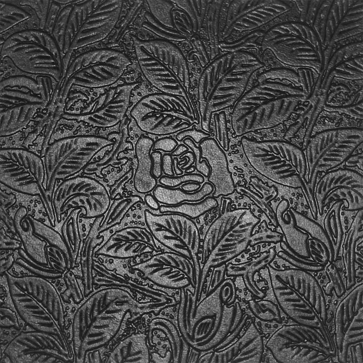 Peau entière de cuir de basane FRANCE imprimé FLORAL - ANILINE - NOIR BAF24 - Image 5