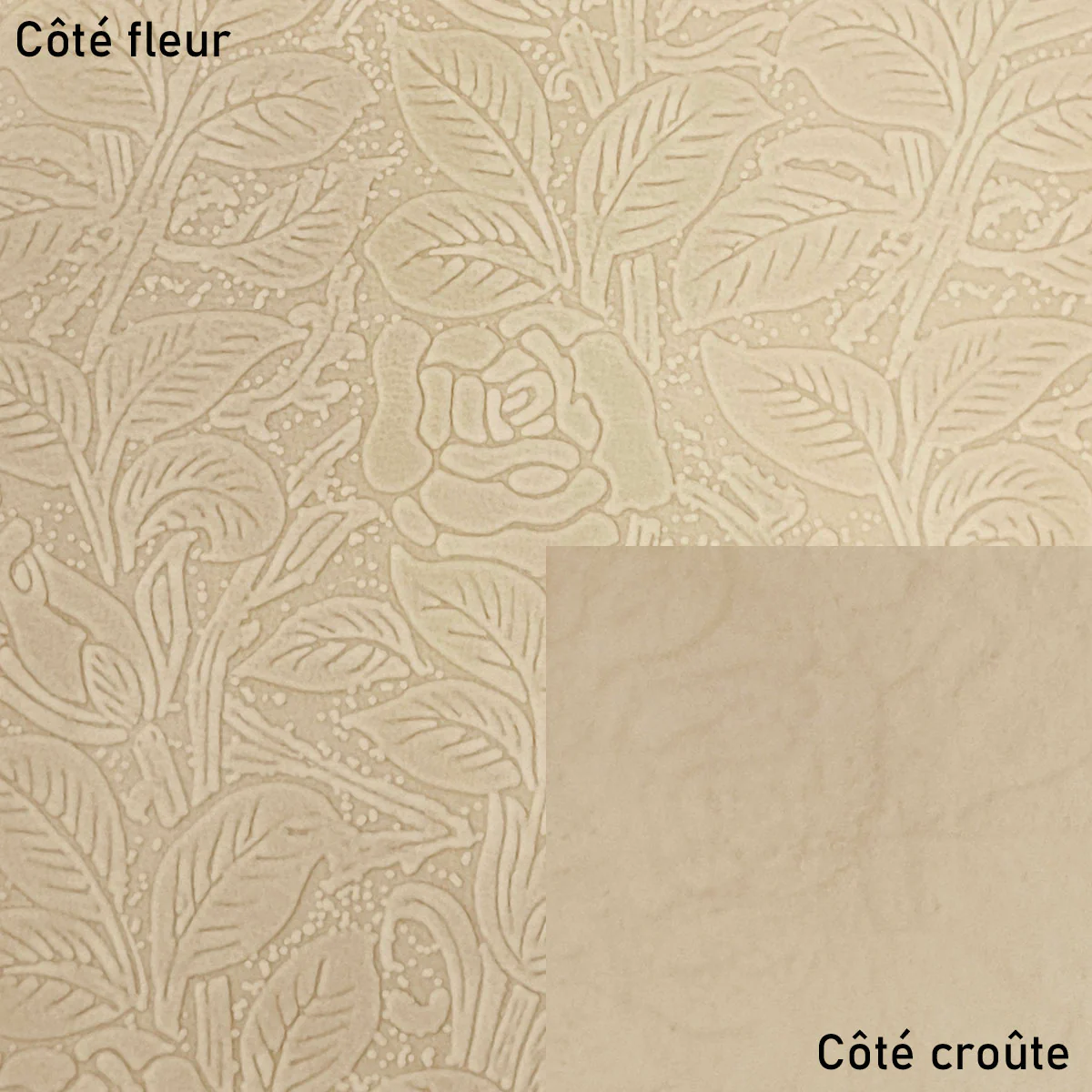 Peau entière de cuir de basane FRANCE imprimé FLORAL - NATUREL BAF26 - Image 2