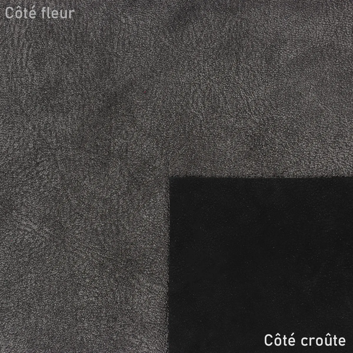 Peau de cuir de chèvre fantaisie - NOIR ARGENTÉ Q77 - Image 2