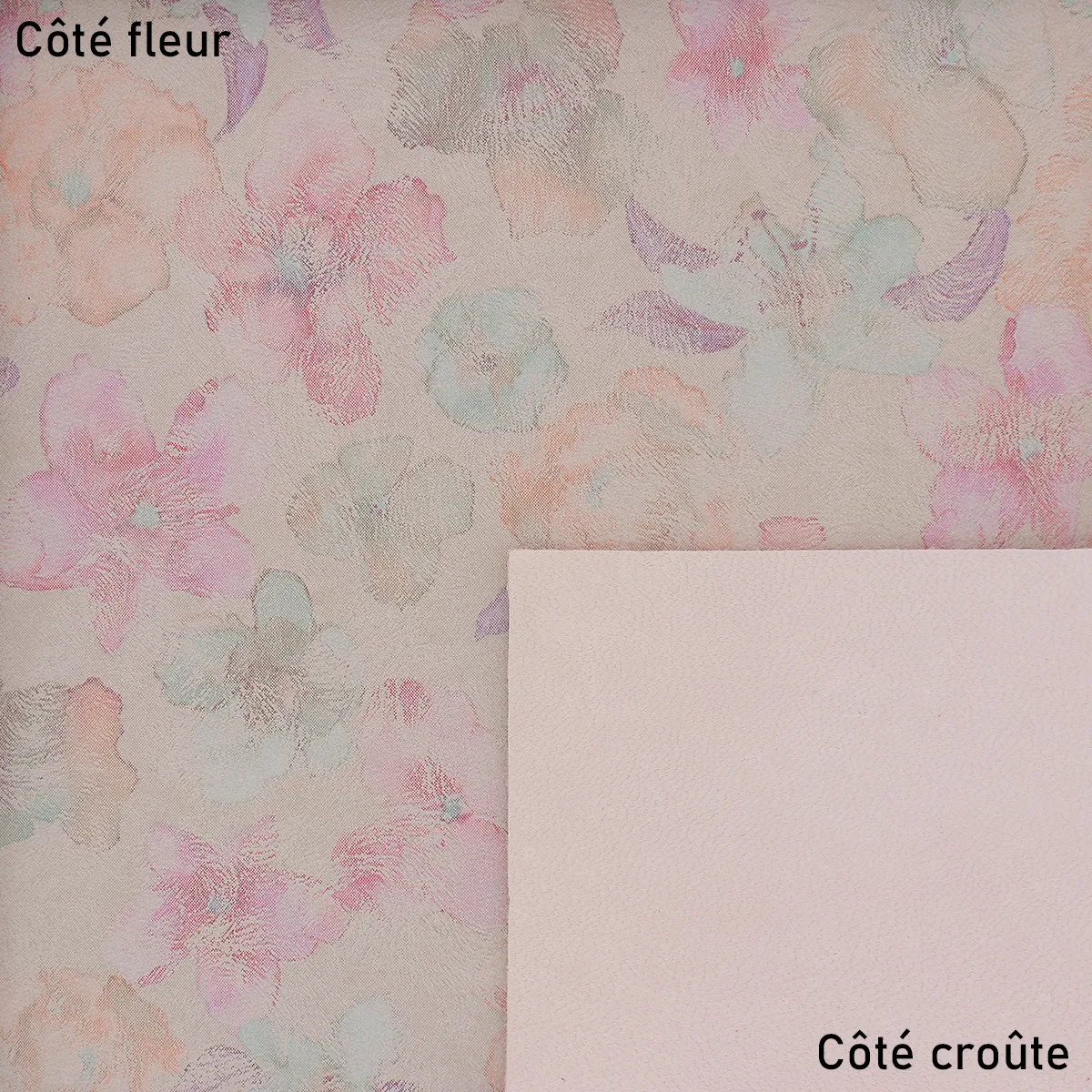 Peau de cuir de chèvre velours fantaisie - IMPRIMÉ FLORAL NUDE S72 - Image 2