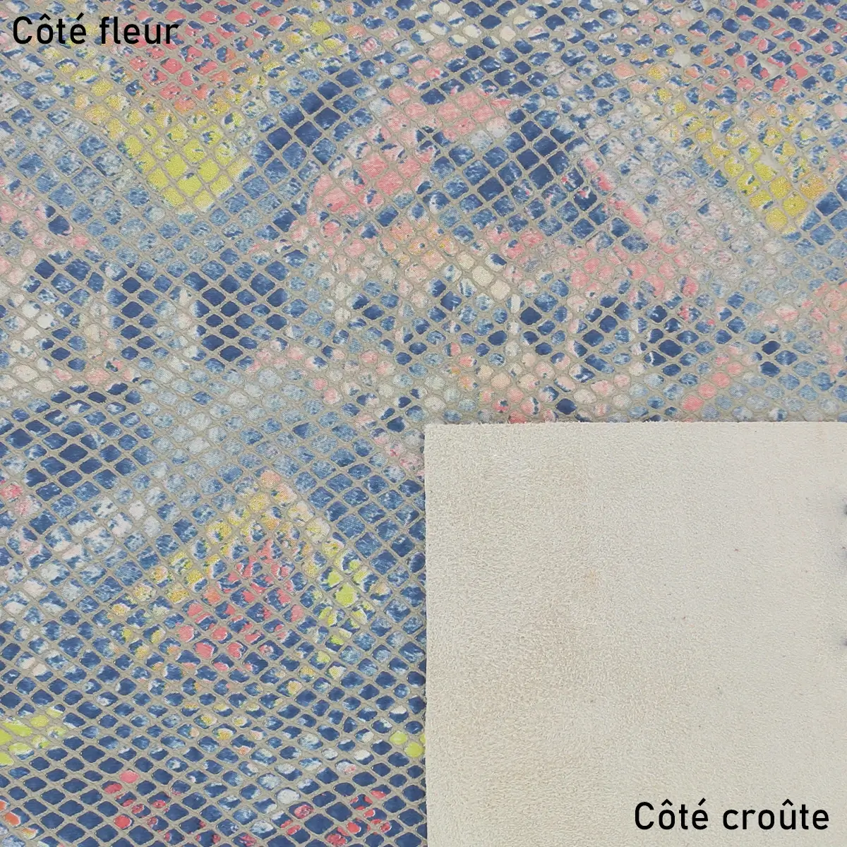 Peau de cuir de chèvre velours fantaisie - imprimé reptile MULTICOLORE T13 - Image 2