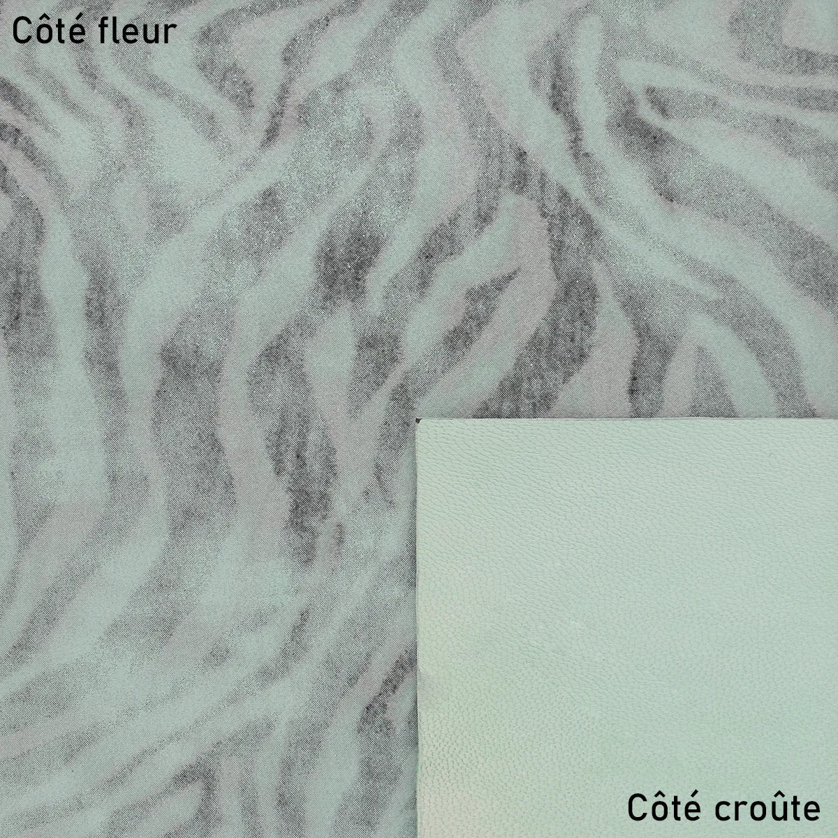 Peau de cuir de chèvre velours fantaisie - imprimé zébré - VERT T05 - Image 2