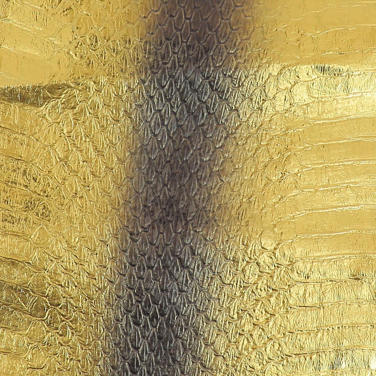 Peau de cuir de serpent Élaphe dorsale NOIRE - OR - Image 2