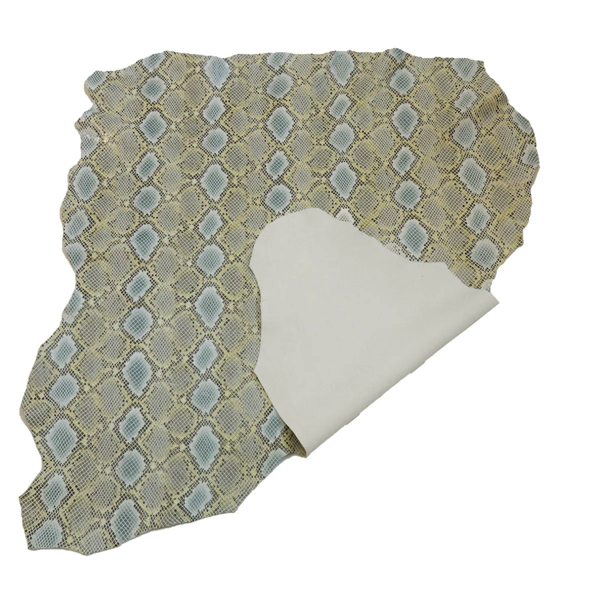 Peau de cuir de chèvre imitation reptile JAUNE - BLANC L29 - Image 3