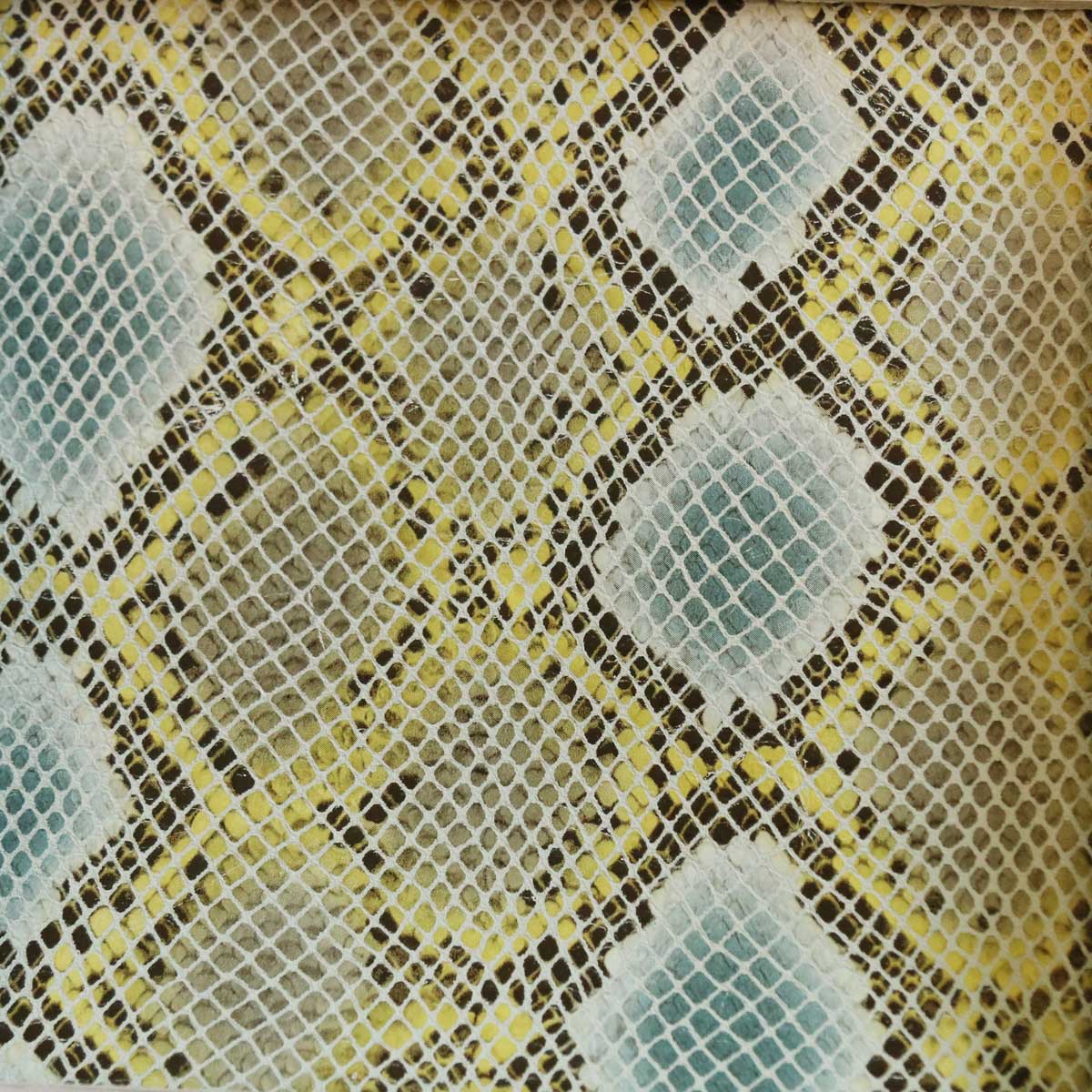 Peau de cuir de chèvre imitation reptile JAUNE - BLANC L29 - Image 4