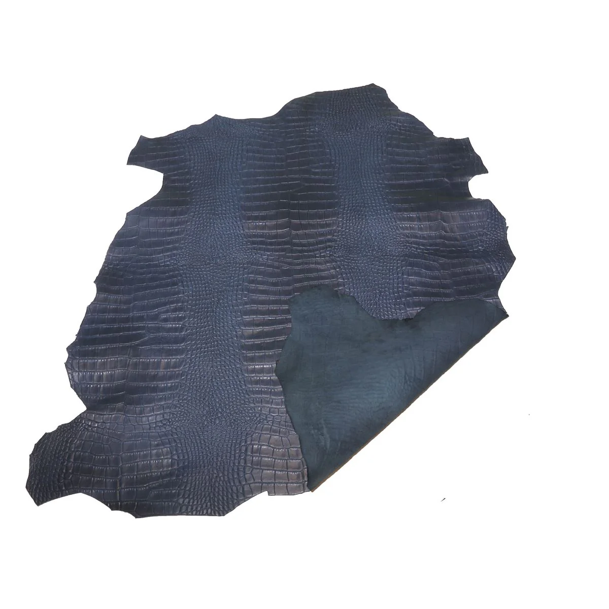 Peau entière de cuir de basane FRANCE imitation Crocodile - ANILINE - BLEU MARINE BAF16 - Image 4