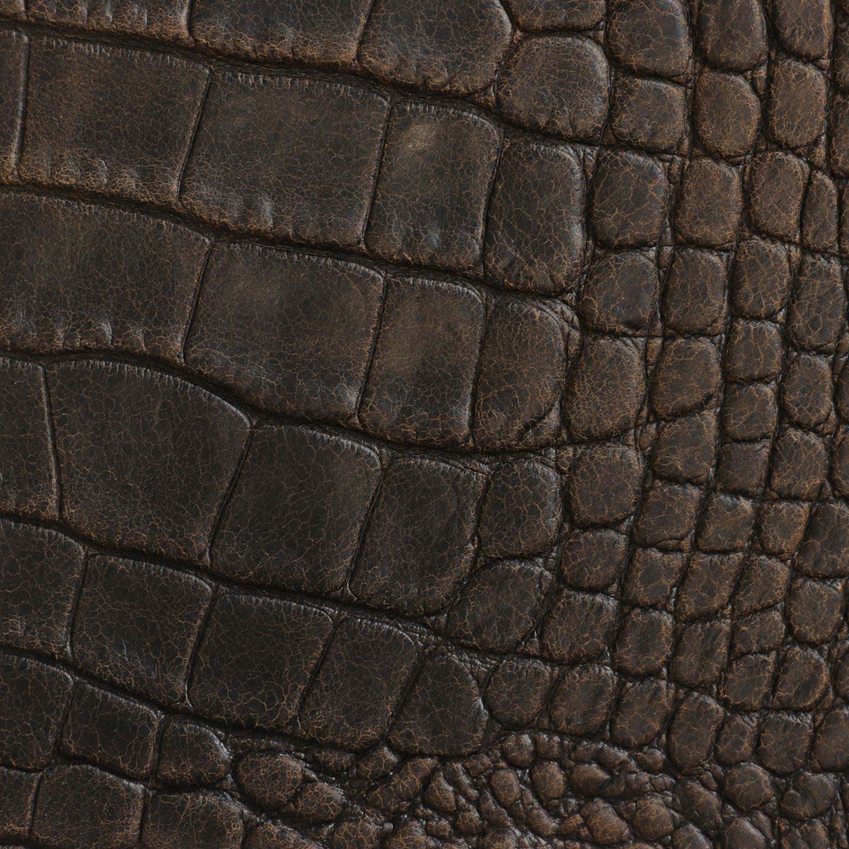 Peau entière de cuir de basane FRANCE imitation Crocodile - MARRON VIEILLI BAF23 - Image 4
