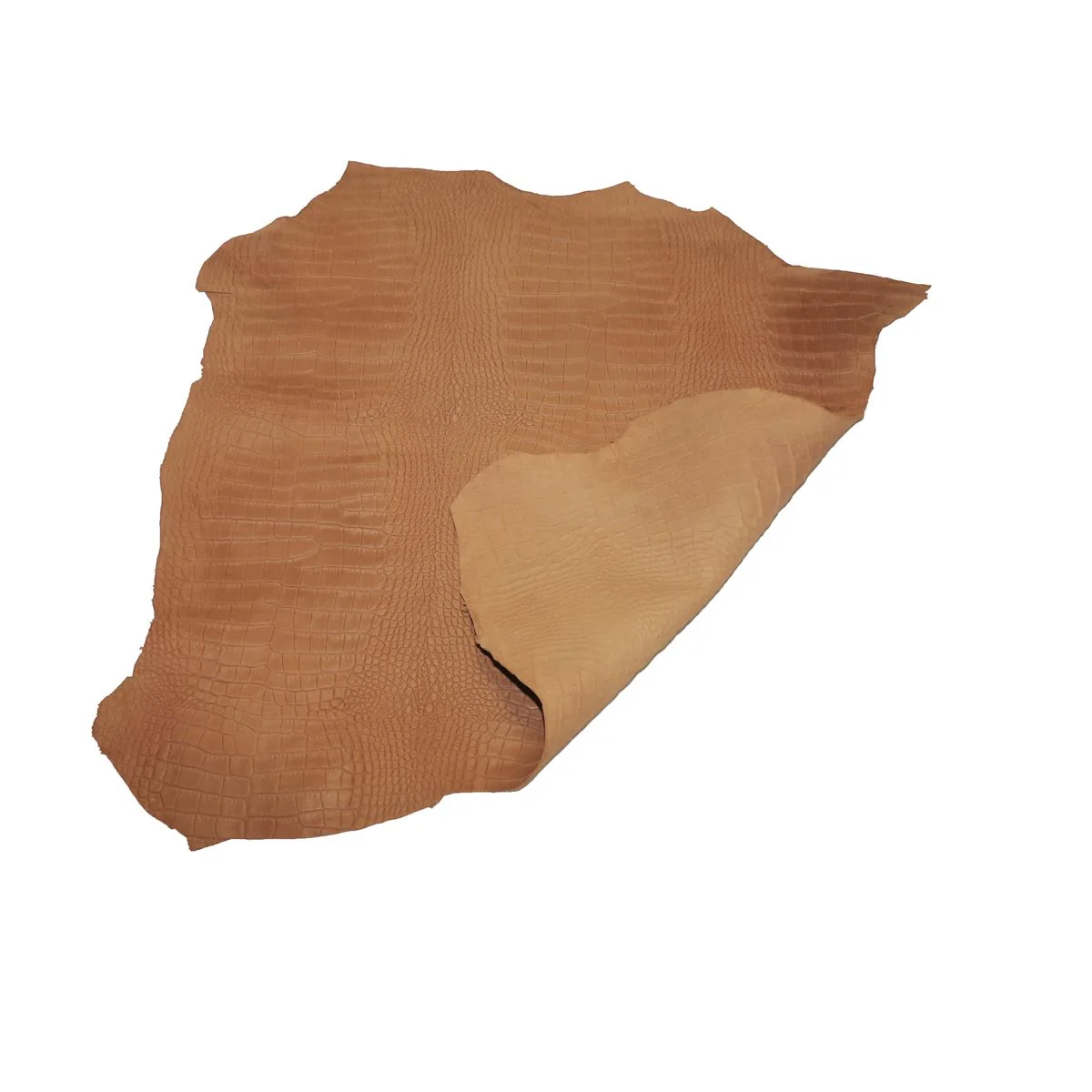 Peau entière de cuir de basane FRANCE imitation Crocodile - NUBUCK - COGNAC BAF19 - Image 5
