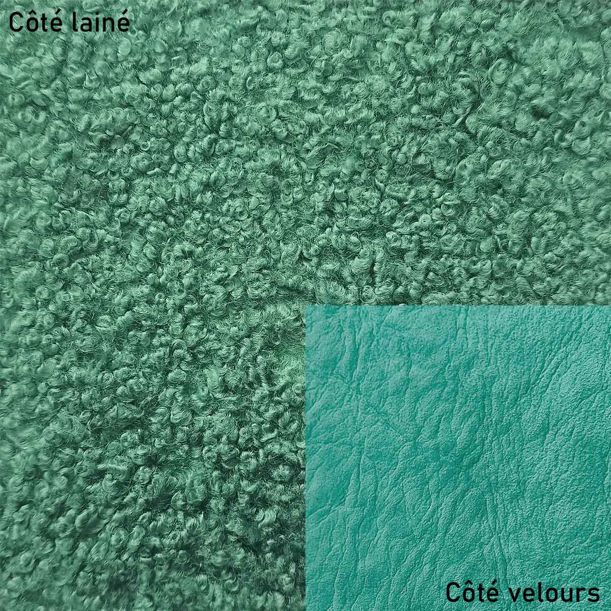Peau de mouton lainé frisé - Dos velours - VERT Q55 - Image 2