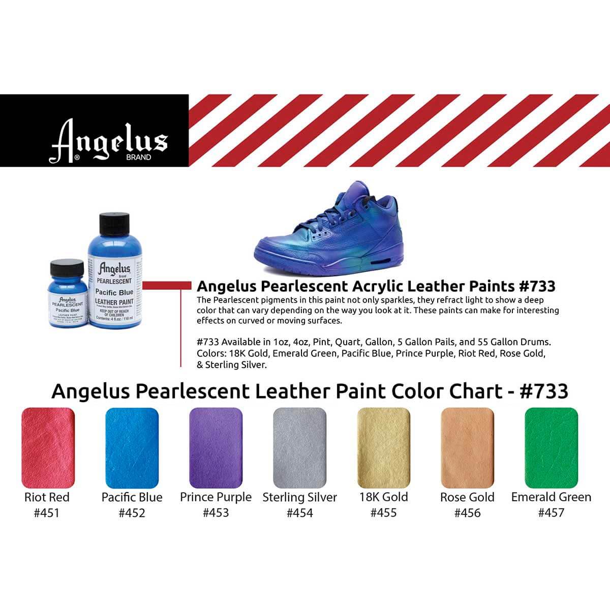 Peinture cuir acrylique Pearlescent - Angelus - Nacré - 29,5 ml  Pacific Blue - 452 - Image 2