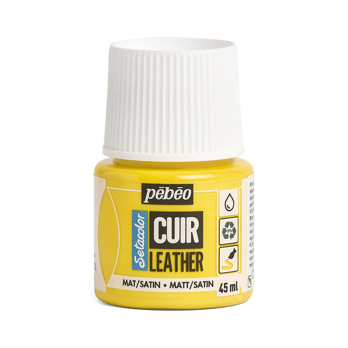 Peinture cuir acrylique Setacolor - 45ml - Pébéo - MAT / SATIN - JAUNE VIF 02