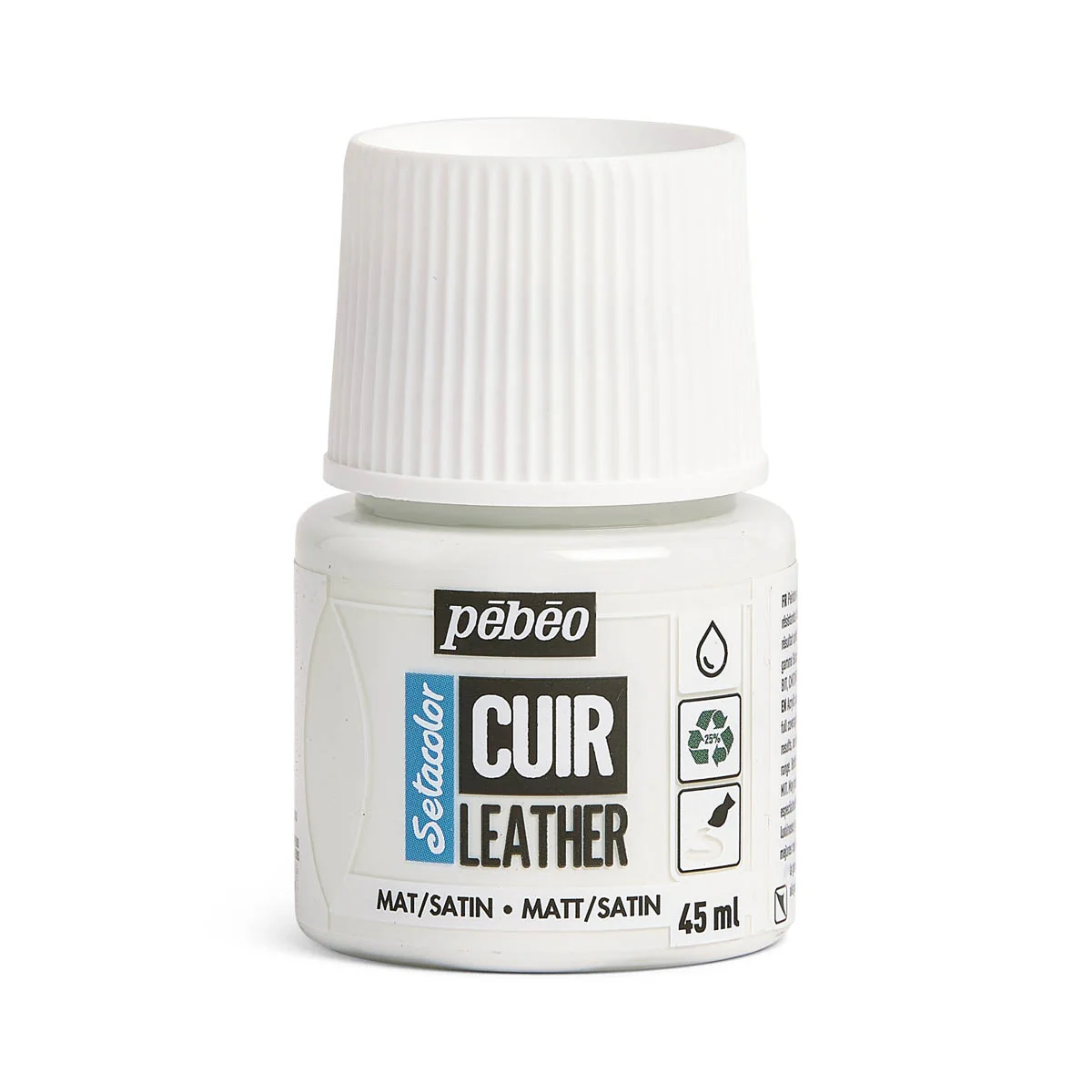 Peinture cuir acrylique Setacolor - 45ml - Pébéo - MAT / SATIN - BLANC PUR 01