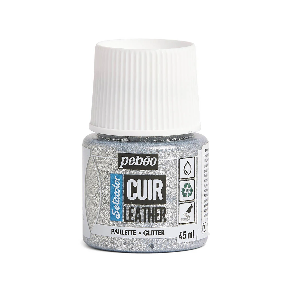 Peinture cuir acrylique Setacolor - 45ml - Pébéo - PAILLETTÉ ARGENT 36