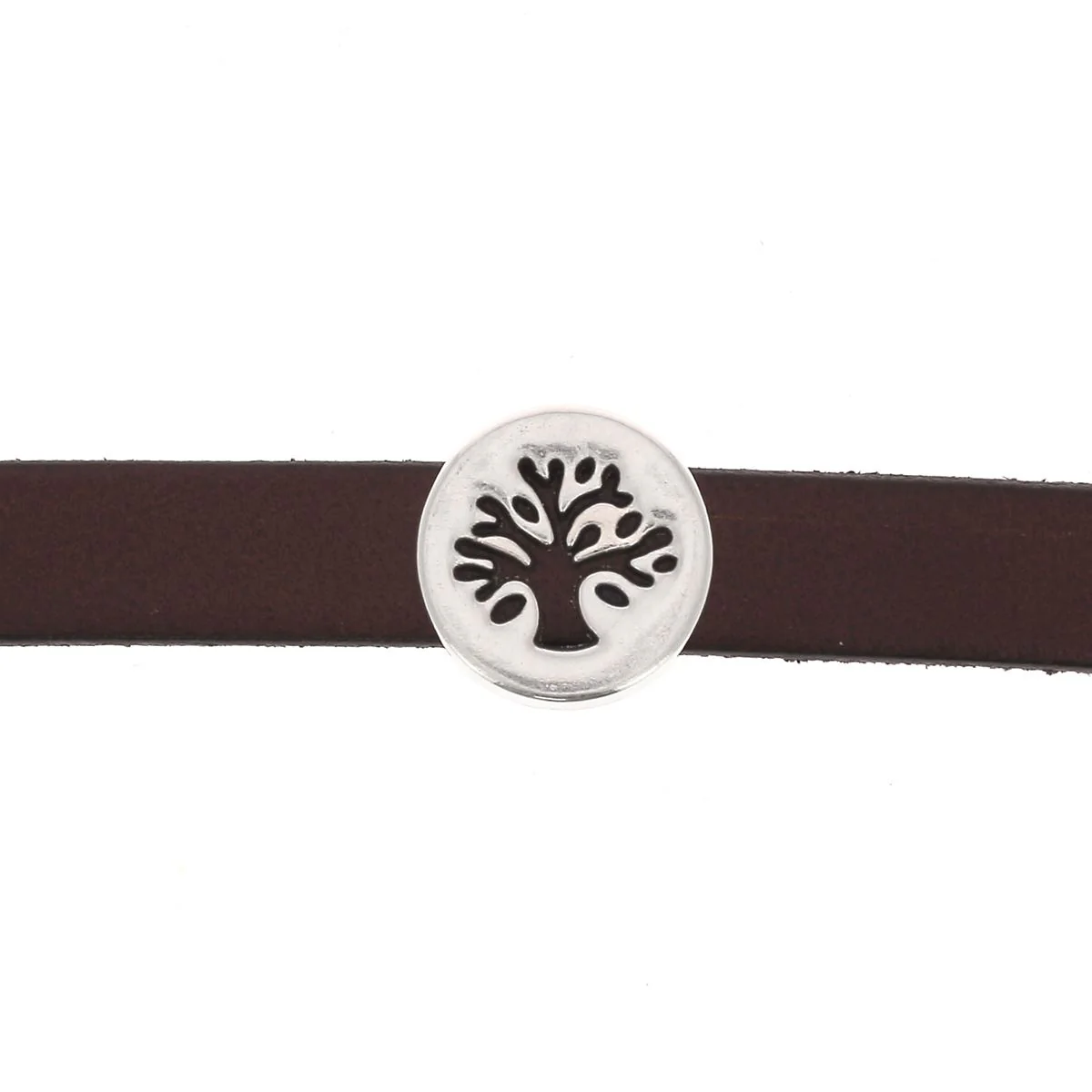 Coulissant ARBRE - Lanière de 10 mm - ARGENT VIEILLI
