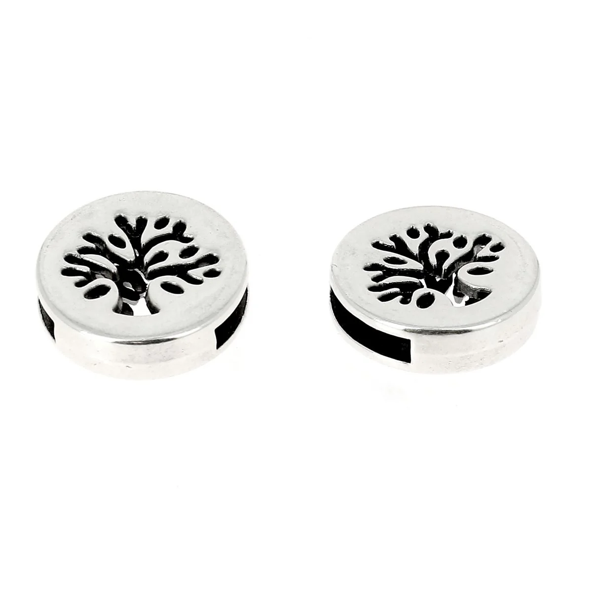 Coulissant ARBRE - Lanière de 10 mm - ARGENT VIEILLI - Image 2