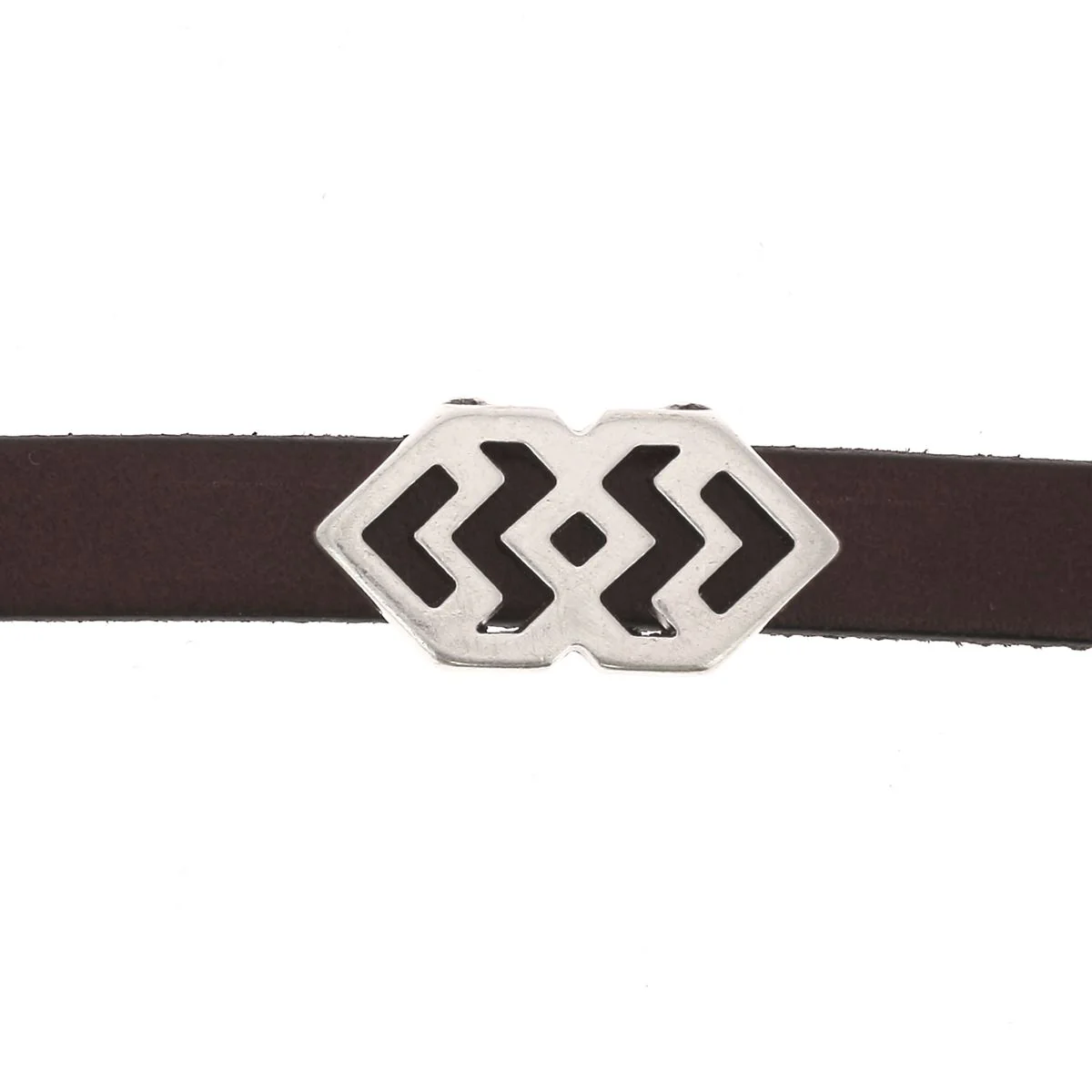 Coulissant ETHNIQUE - Lanière de 10 mm - ARGENT VIEILLI