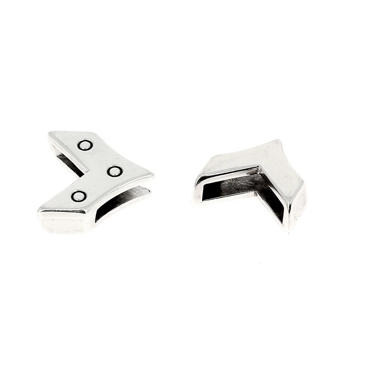 Coulissant FLECHE POINTUE - Lanière de 10 mm - ARGENT VIEILLI - Image 2