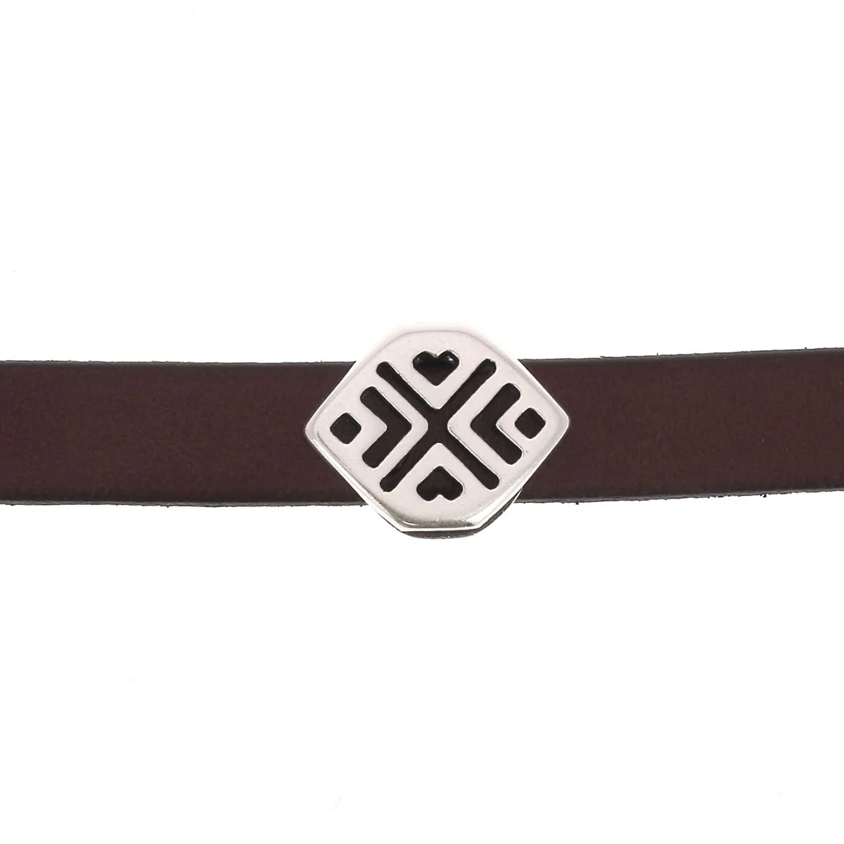 Coulissant MOTIF - Lanière de 10 mm - ARGENT VIEILLI