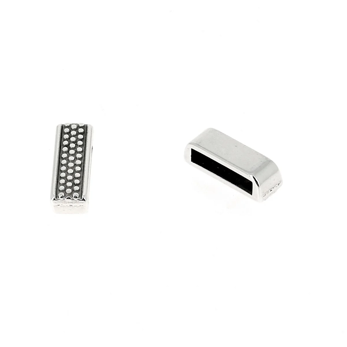 Coulissant POINTS - Lanière de 10 mm - ARGENT VIEILLI - Image 2