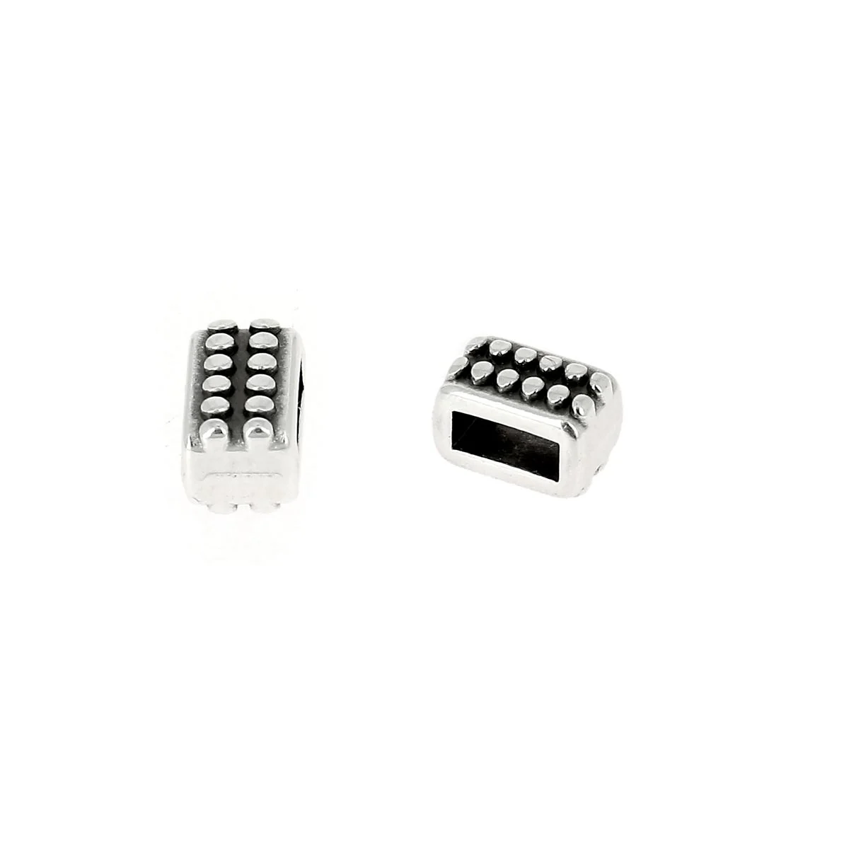 Coulissant POINTS - Lanière de 5 mm - ARGENT VIEILLI - Image 2