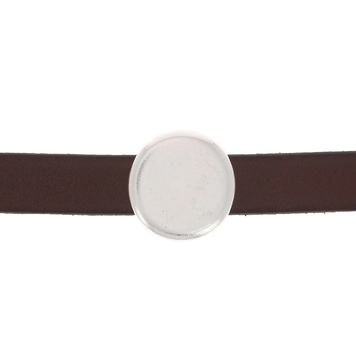 Coulissant ROND - Lanière de 10 mm - ARGENT VIEILLI