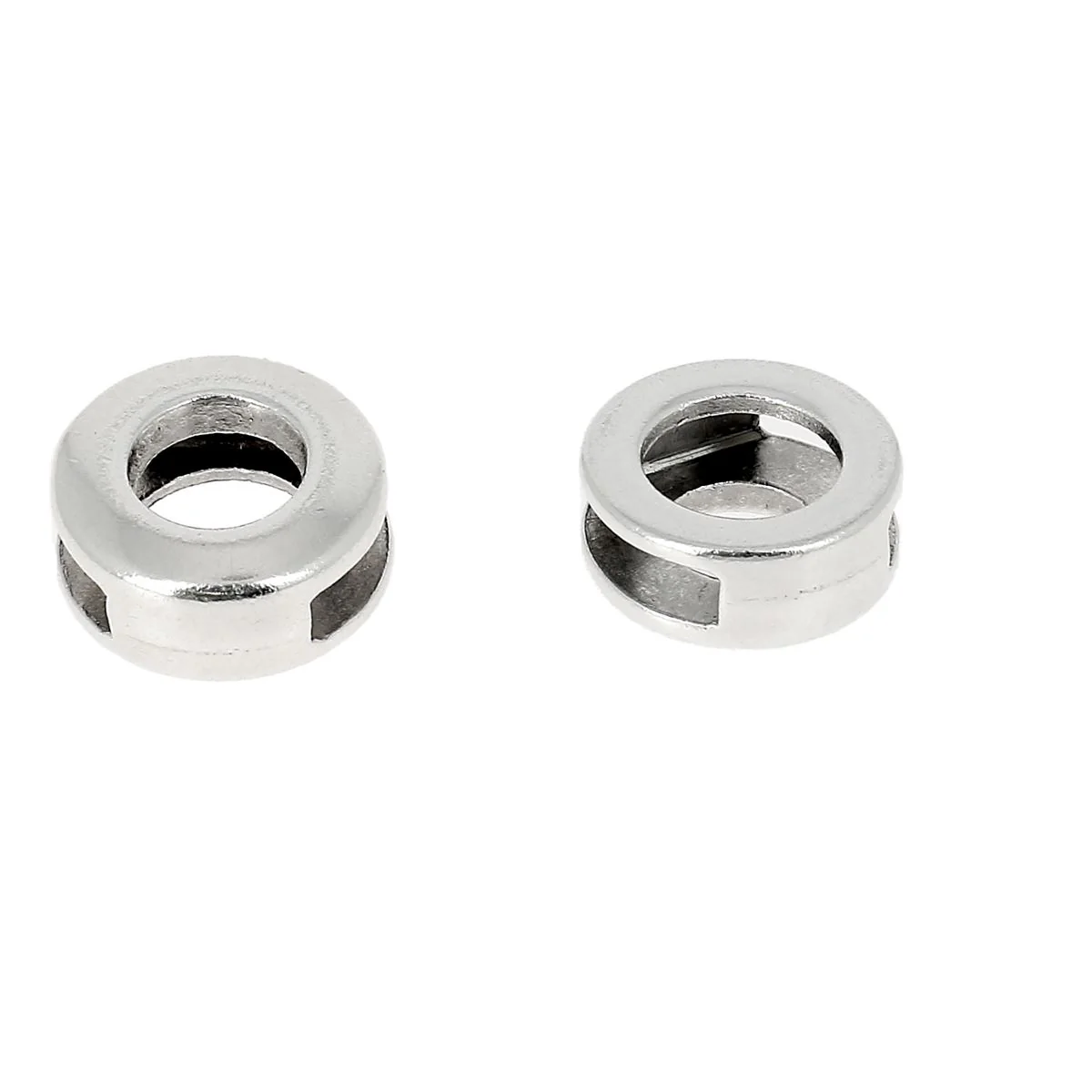 Coulissant ROND CREUX - Lanière de 10 mm - ARGENT VIEILLI - Image 2