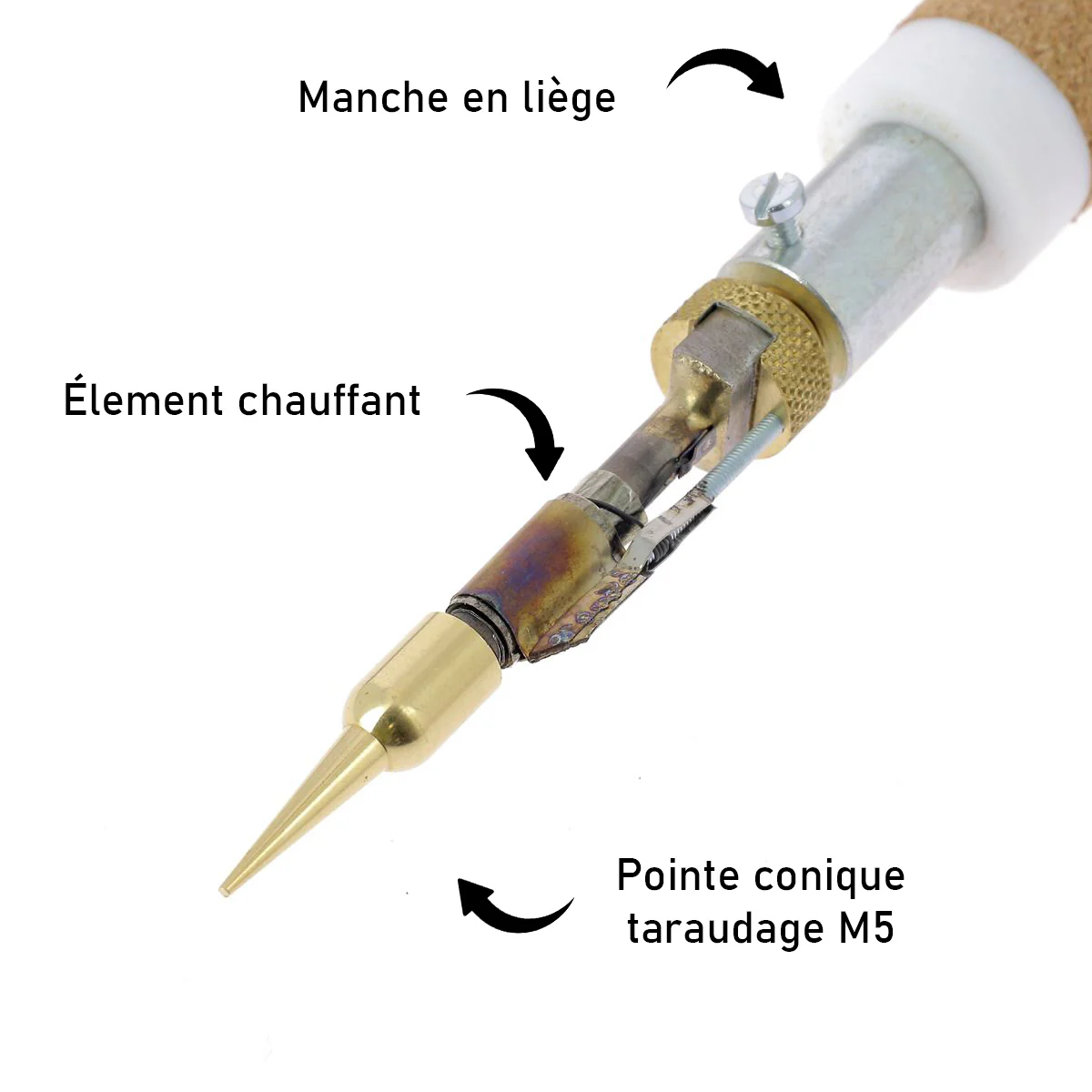 Pointe conique taraudage M5 en laiton pour fer à fileter - Regad - 16x5mm - Image 2