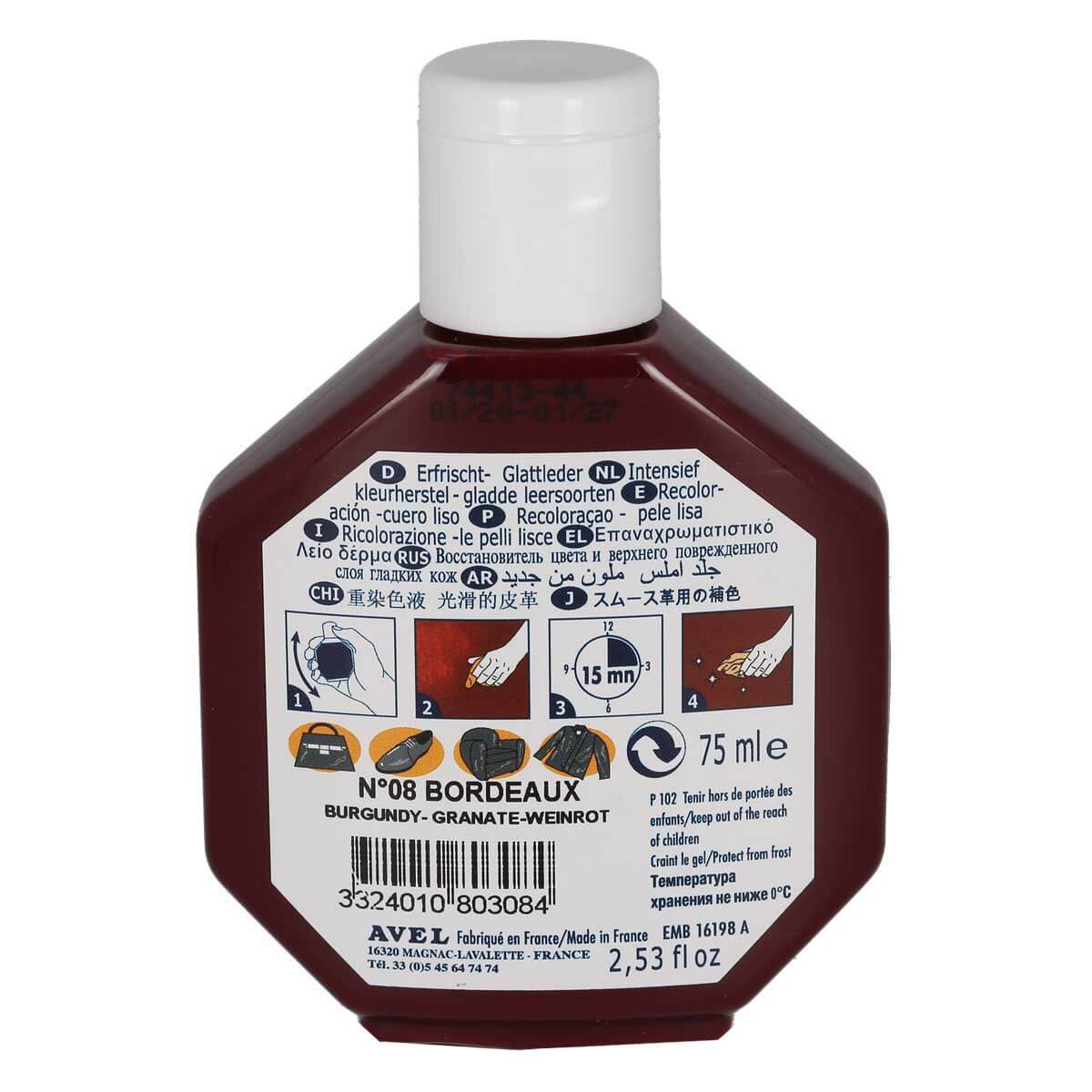 Recolorant pour cuir Juvacuir 75 ml Saphir - BORDEAUX 08 - Image 4