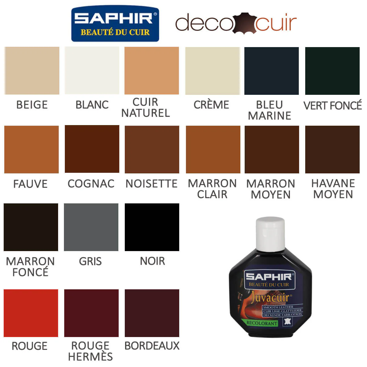 Recolorant pour cuir Juvacuir 75 ml Saphir - CUIR NATUREL 39 - Image 2