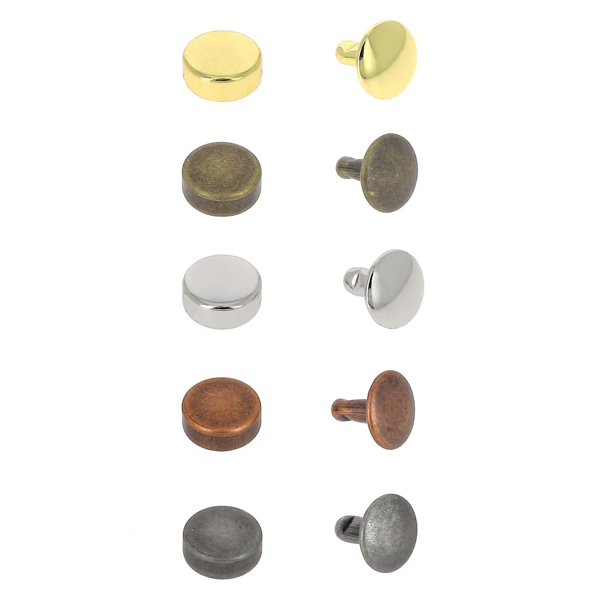 Lot de 100 moyens rivets DOUBLE CALOTTE en acier - Tête plate - 9mm