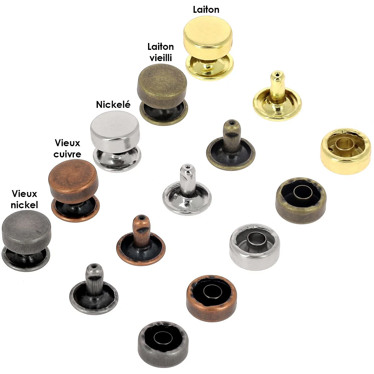 Lot de 100 moyens rivets DOUBLE CALOTTE en acier - Tête plate - 9mm - Image 2