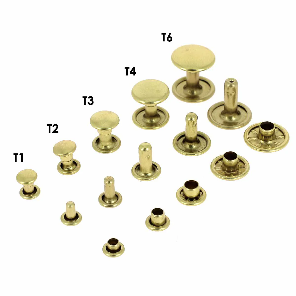Lot de rivets moyens DOUBLE CALOTTE en laiton (T4) - Image 14