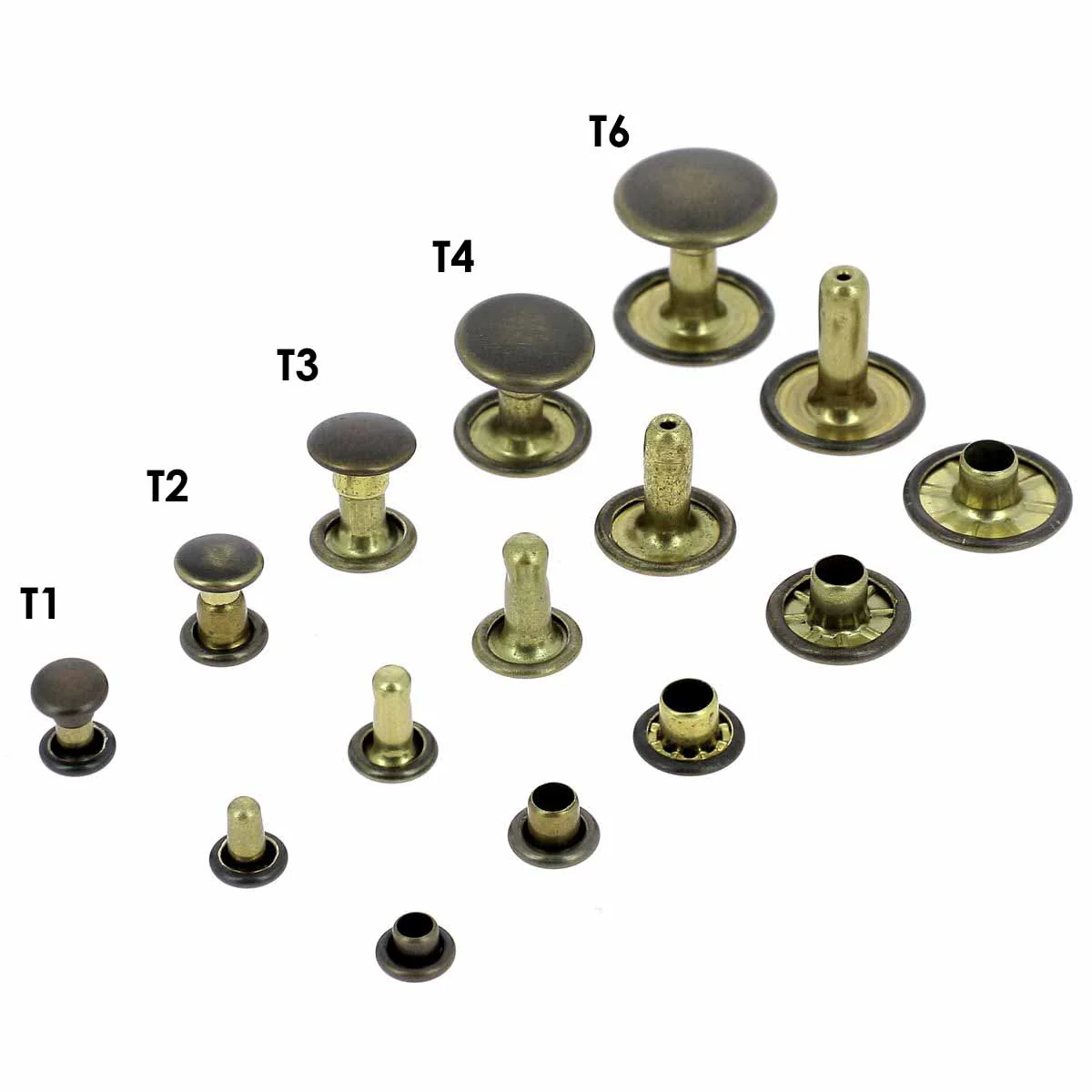 Lot de rivets moyens DOUBLE CALOTTE en laiton (T4) - Image 17