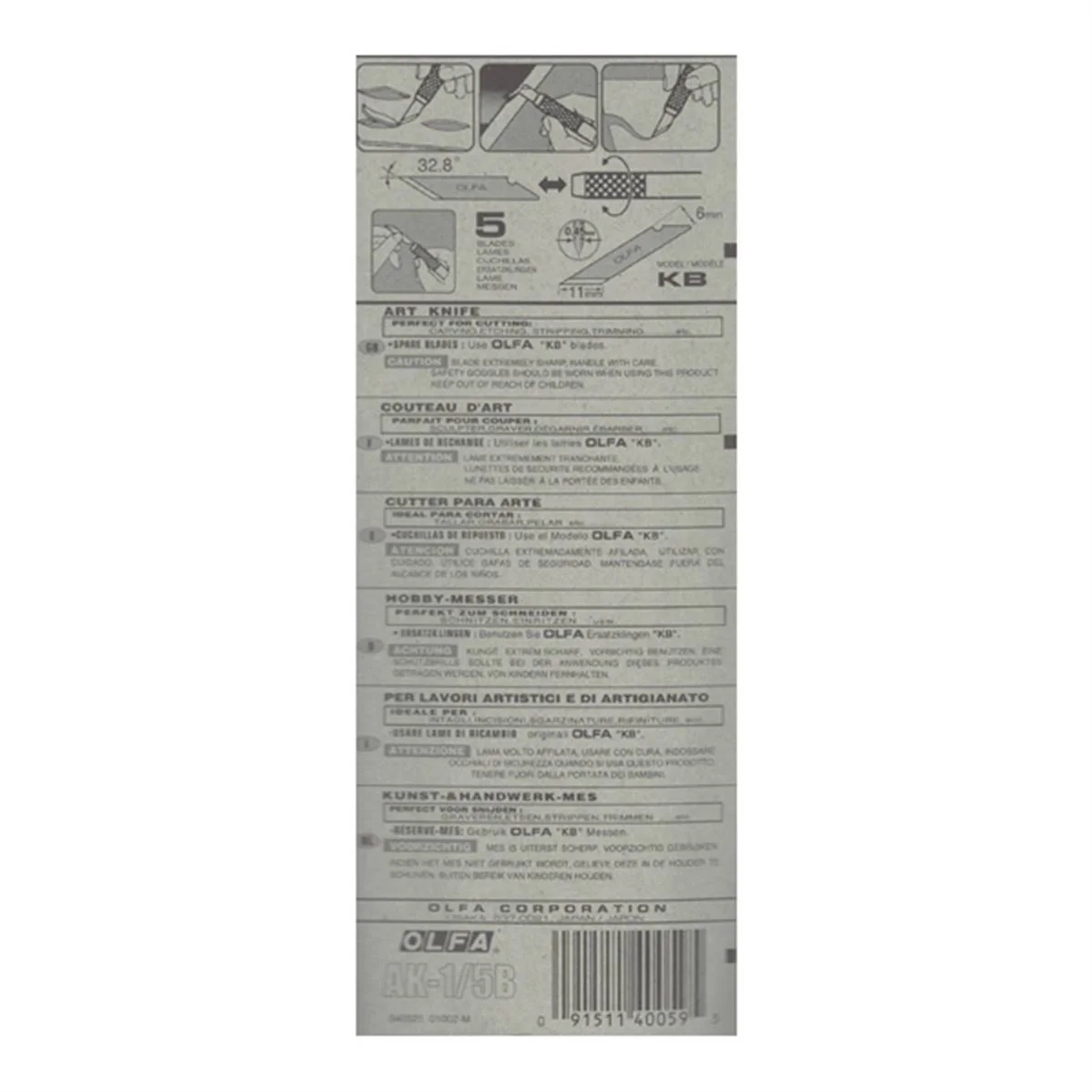 Scalpel - Couteau d'art - OLFA AK-1/5B avec 5 lames - Image 3