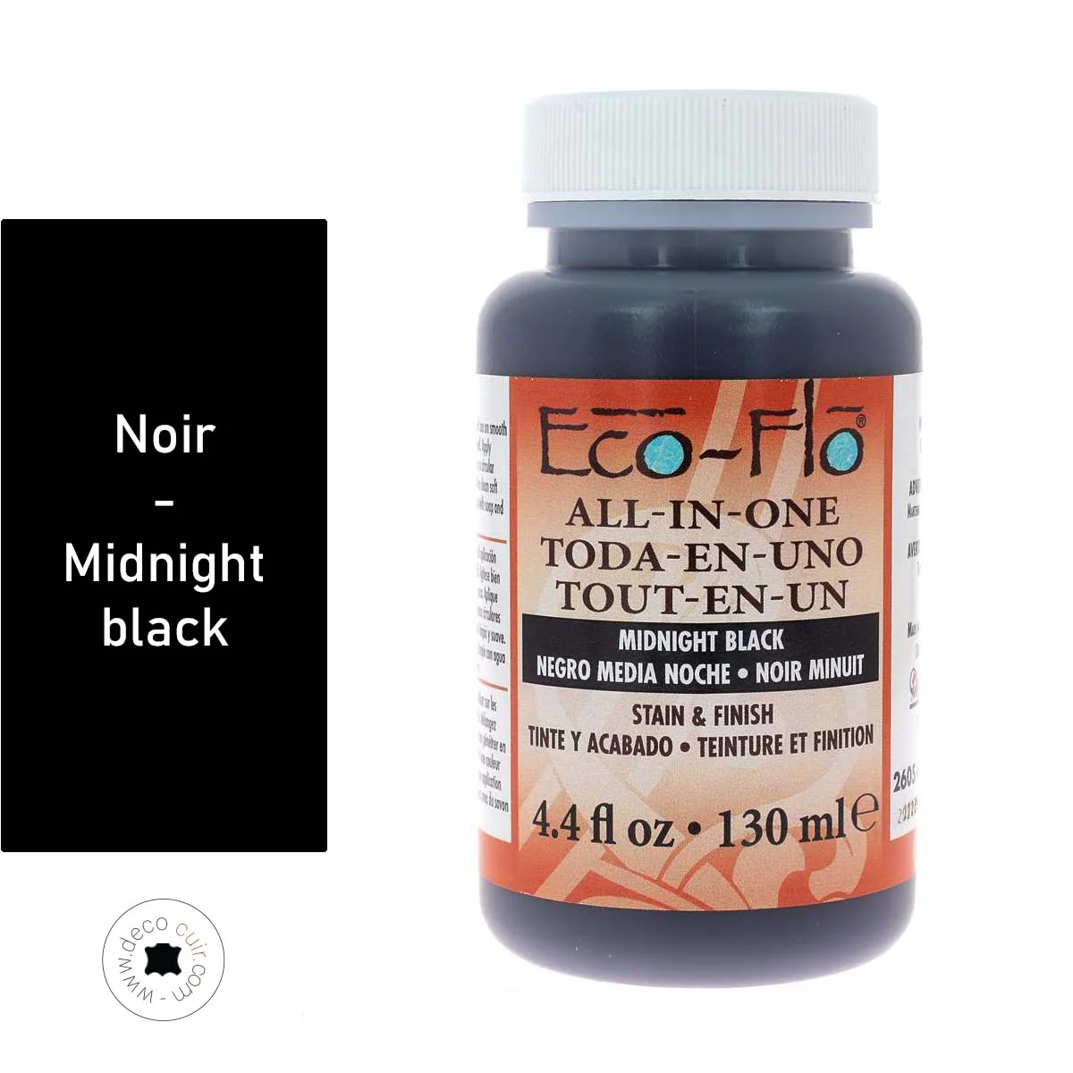 Teinture 2 en 1 pour cuir - Eco-Flo - 130ml - NOIR / MIDNIGHT BLACK