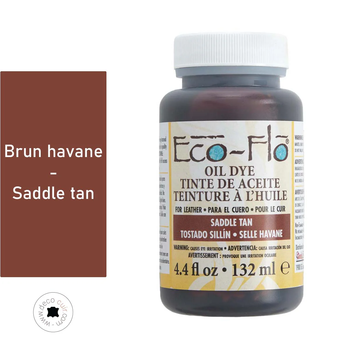 Teinture à l'huile pour cuir - Eco-Flo Oil Dye - 132ml - BRUN HAVANE / SADDLE TAN
