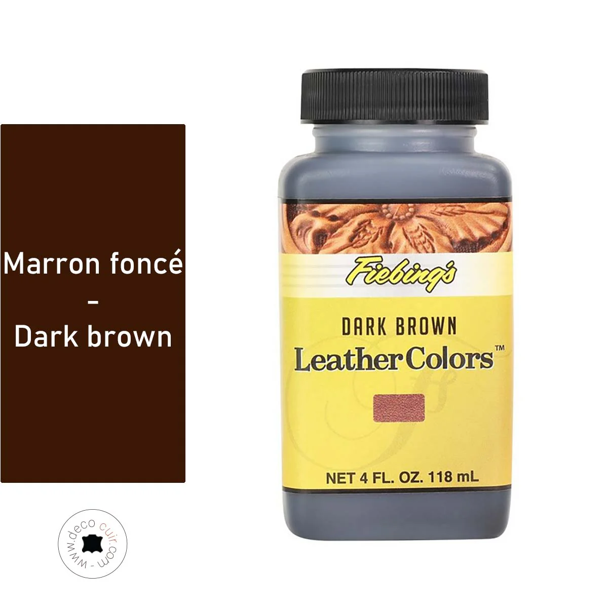 Teinture pour cuir - Fiebing's Leather Colors 118ml - MARRON FONCÉ / DARK BROWN