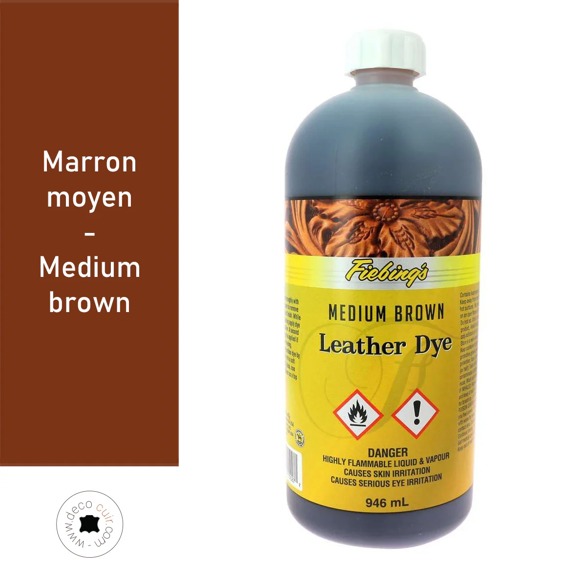 Teinture pour cuir FIEBING'S Leather dye - MARRON MOYEN / MEDIUM BROWN - Image 3