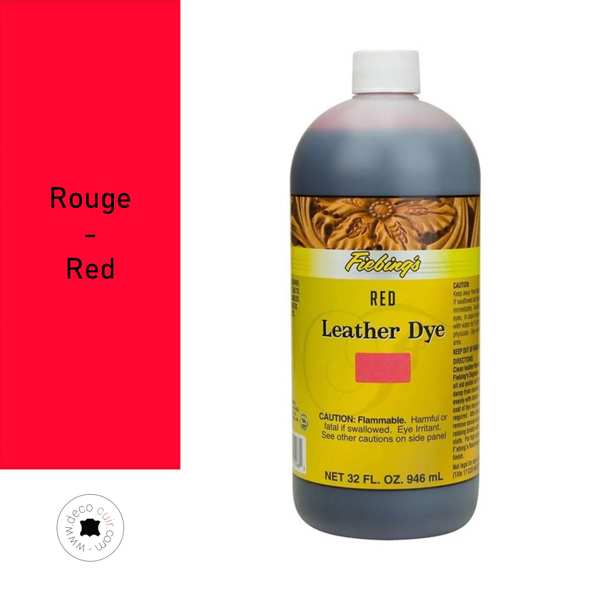 Teinture pour cuir FIEBING'S Leather dye - ROUGE / RED - Image 3