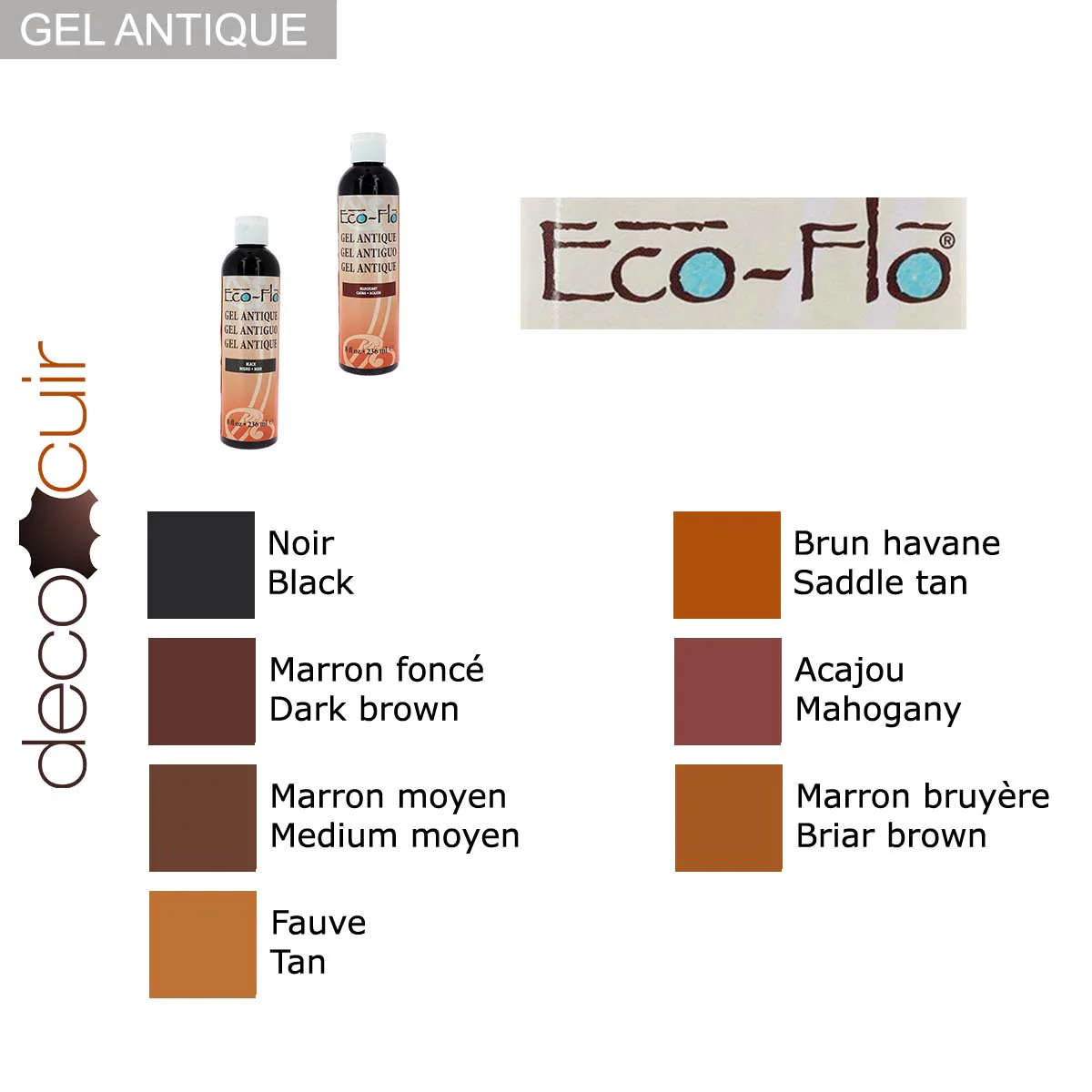 Teinture pour cuir Eco Flo Gel Antique 236ml - NOIR / BLACK - Image 2