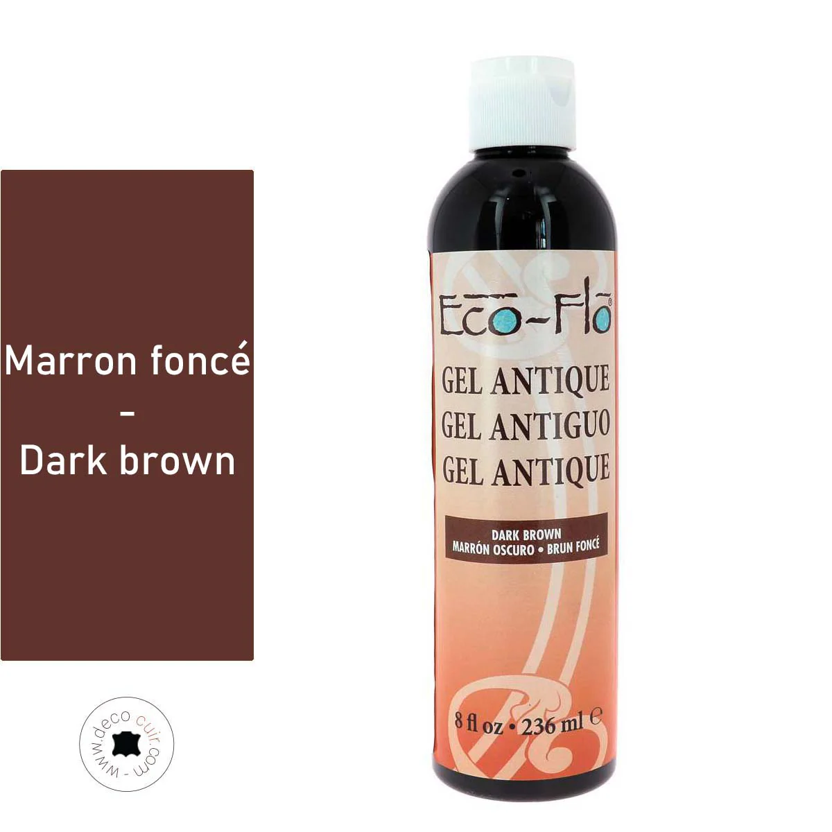 Teinture pour cuir Eco Flo Gel Antique 236ml - MARRON FONCÉ / DARK BROWN
