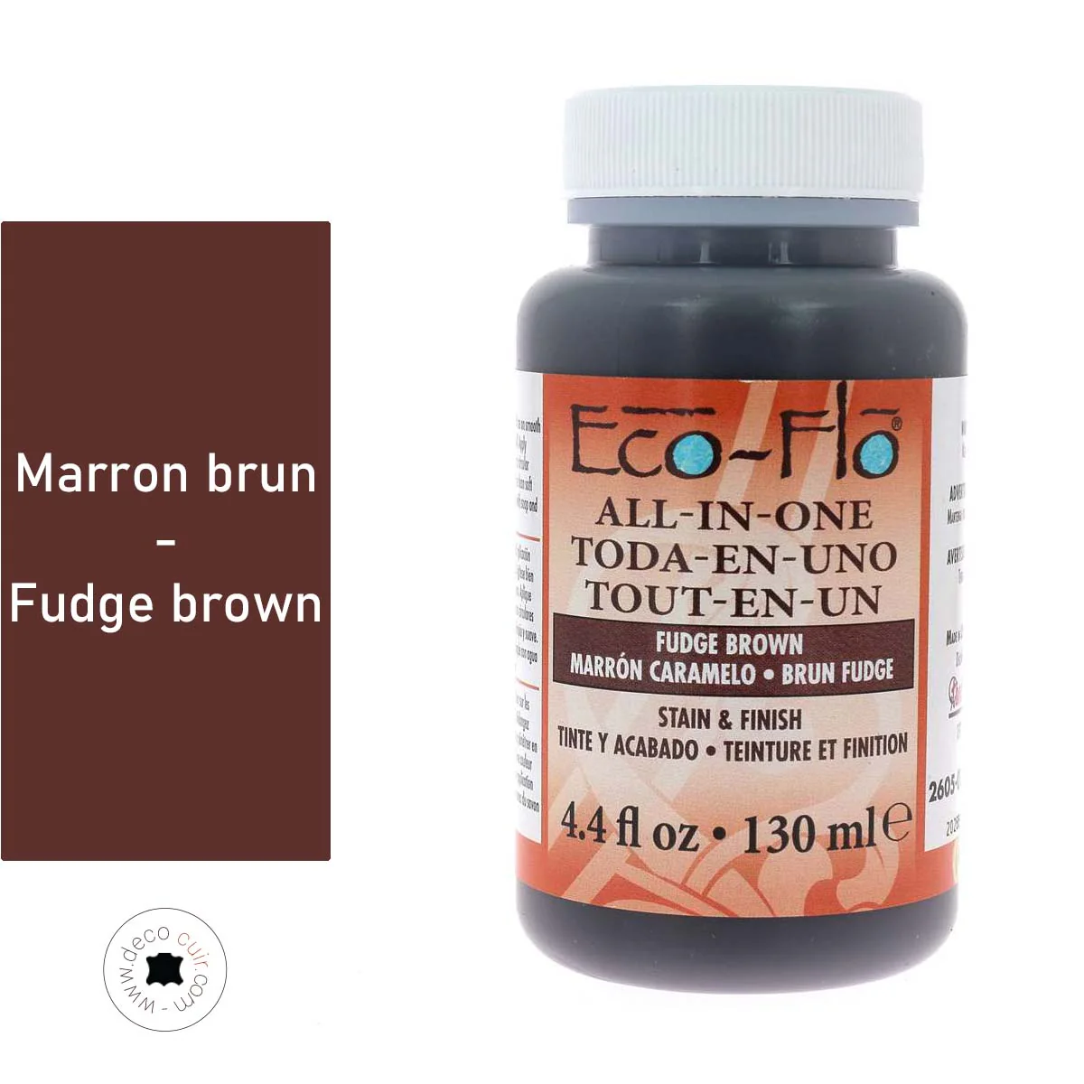 Teinture 2 en 1 pour cuir - Eco-Flo - 130ml - MARRON BRUN / FUDGE BROWN