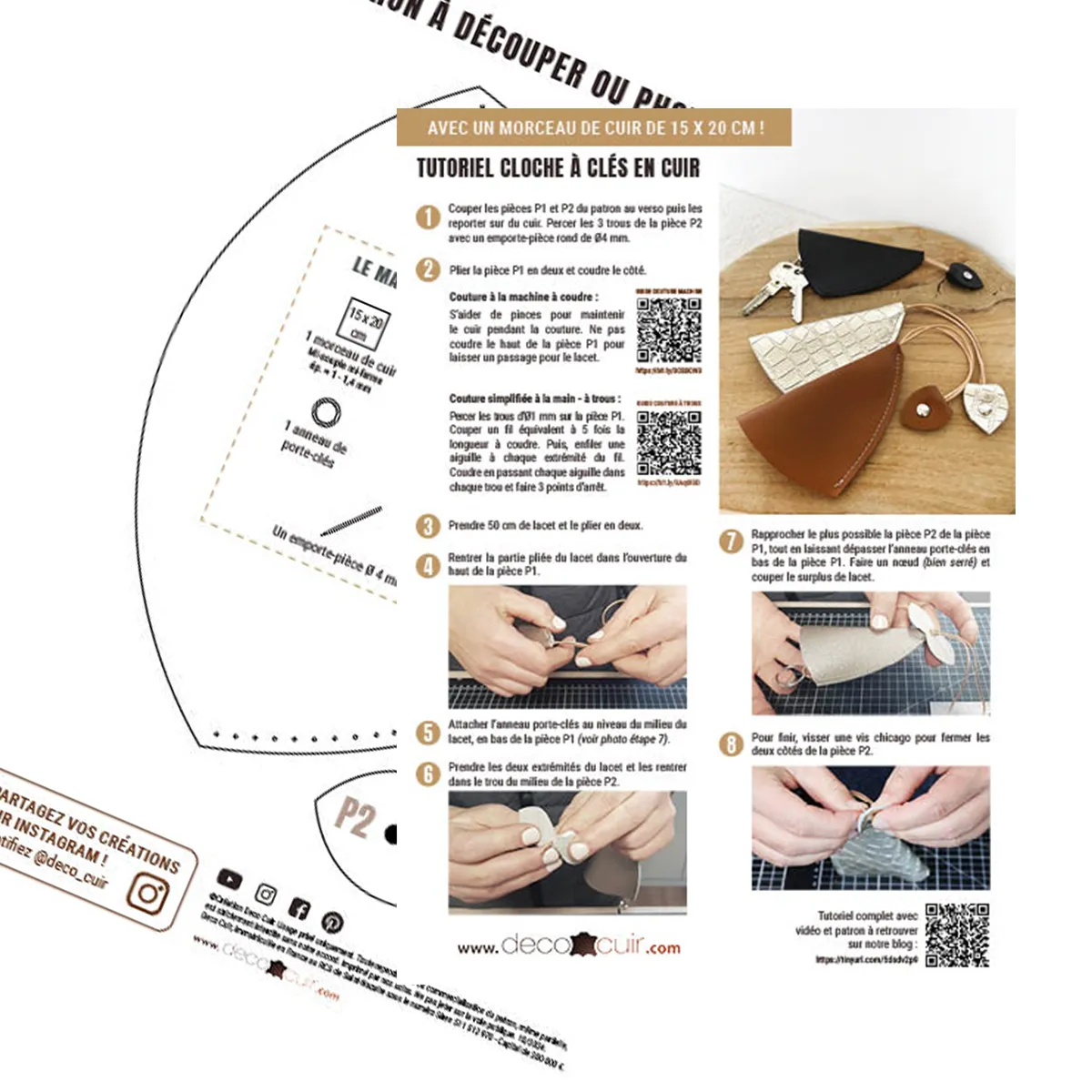 Tutoriel et patron cloche à clés en cuir - Deco Cuir